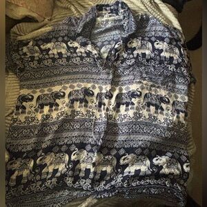 Blue and white casual button shirt